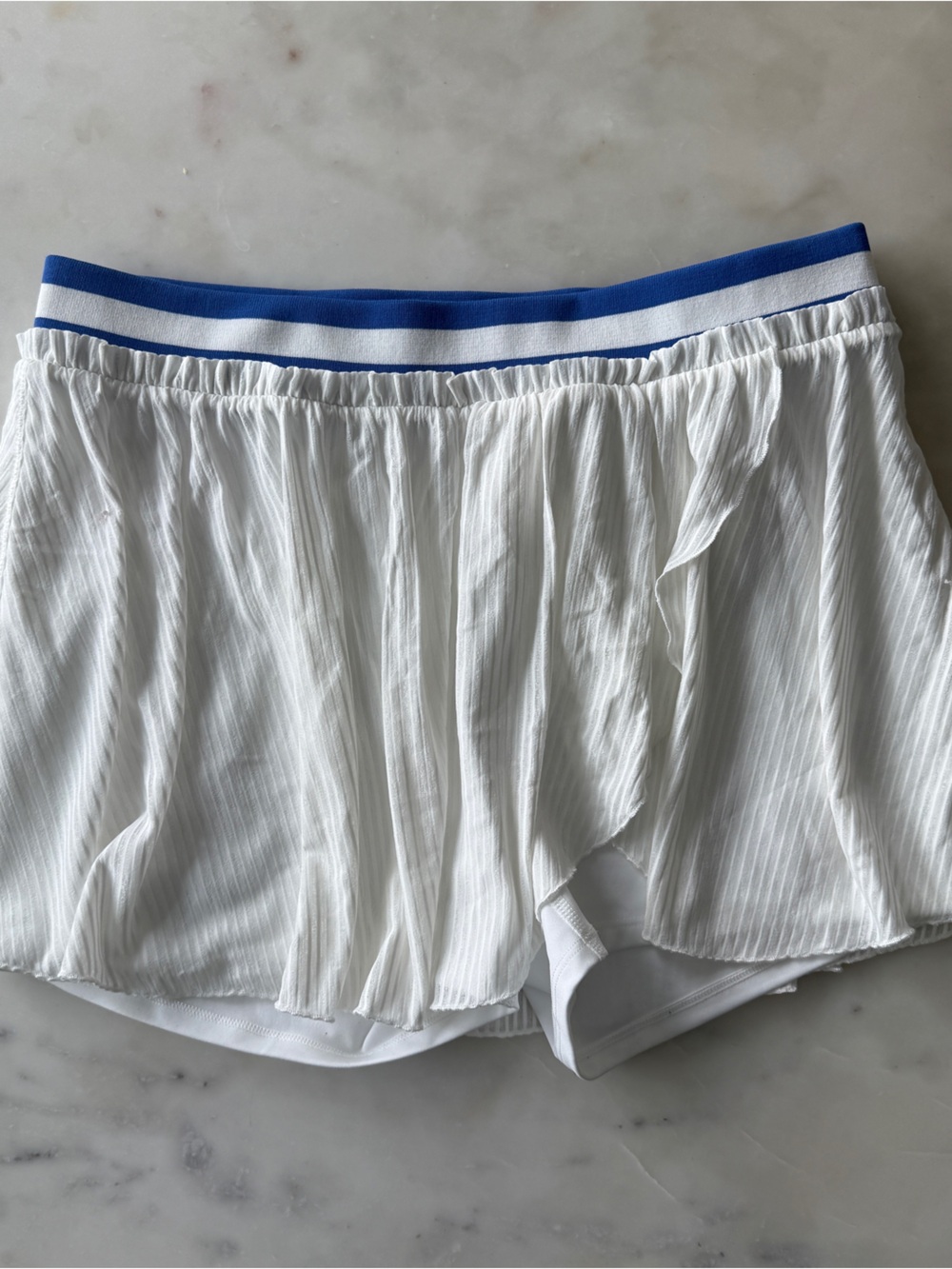 Free People White Pleated Athletic Skirt with Blue Trim